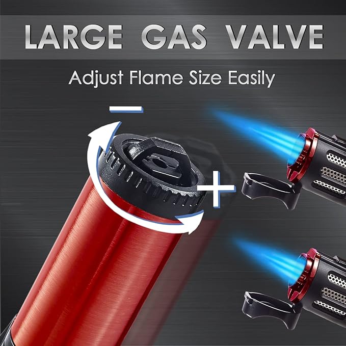 Urgrette 4 Pack Torch Lighter Triple 3 Jet Flame Refillable Butane Lighter Windproof Adjustable Portable Lighter (Butane Not Included)