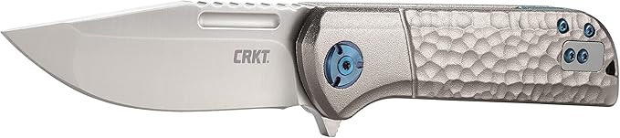 CRKT Lanny EDC Folding Pocket Knife: Assisted Opening Everyday Carry, Satin Blade, Flipper , Liner Lock, Hammered Aluminum Handle, Reversable Pocket Clip 6525