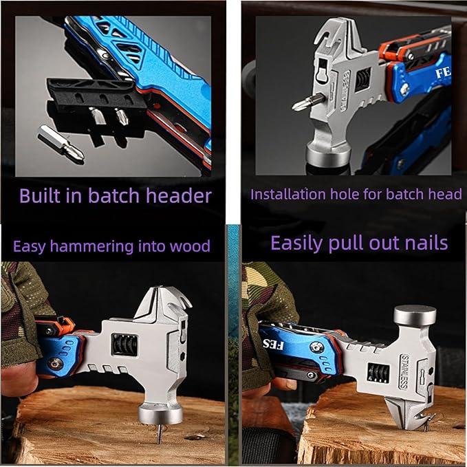 Upgraded Adjustable Wrench Multi tool Hammer,18-in-1 All in One Survival Tools Mini Multitool Pliers for Adults Him Boyfriend Husband Grandpa Women Birthday Valentines Fathers Gift