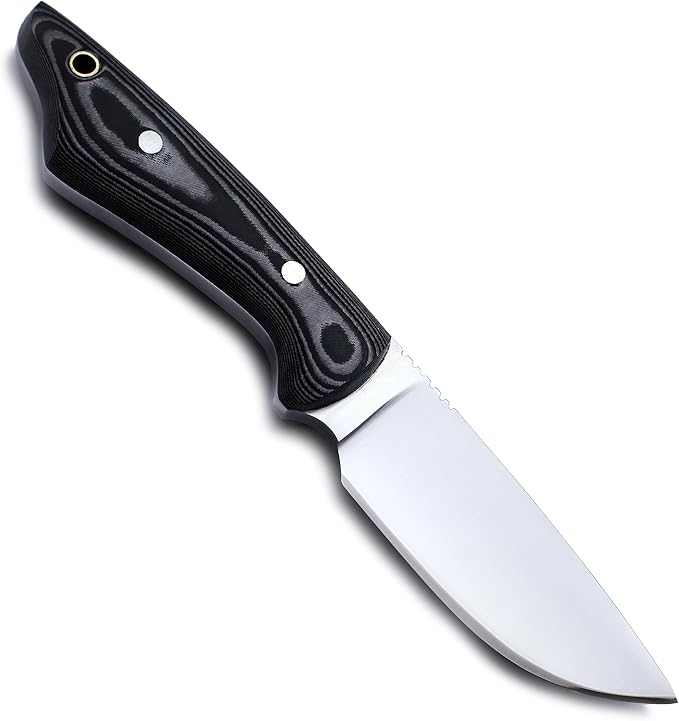 GCS Custom Handmade Black Micarta Handle D2 Tool Steel Skinner Bushcraft Knife Knives Bowie Buffalo Hide Sheath 138
