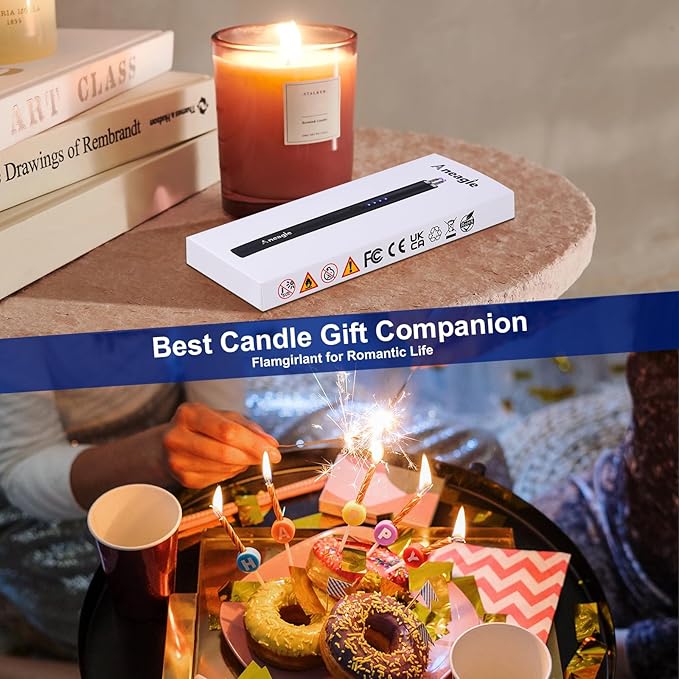 Electric Candle Lighter Upgraded USB Type-C Rechargeable Candle Lighter Windproof Flameless Plasma and LED Battery Display Arc Safety Candle Lighter for Candle Grill Camping