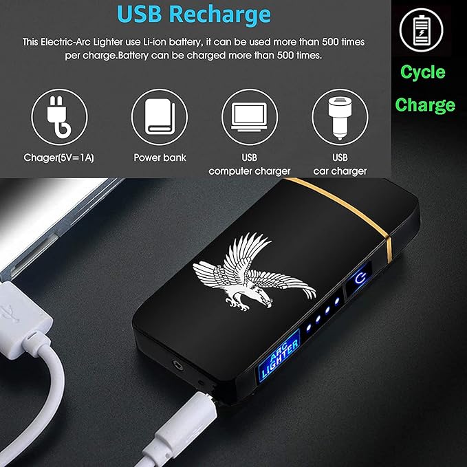 Arc Lighter, Smart Electric Lighter, USB Rechargeable Lighter Windproof Flameless Lighter Lightweight Plasma Lighter for Fire,BBQs,Fireworks,Candle,Camping - Outdoors Indoors (T3-Color ice)
