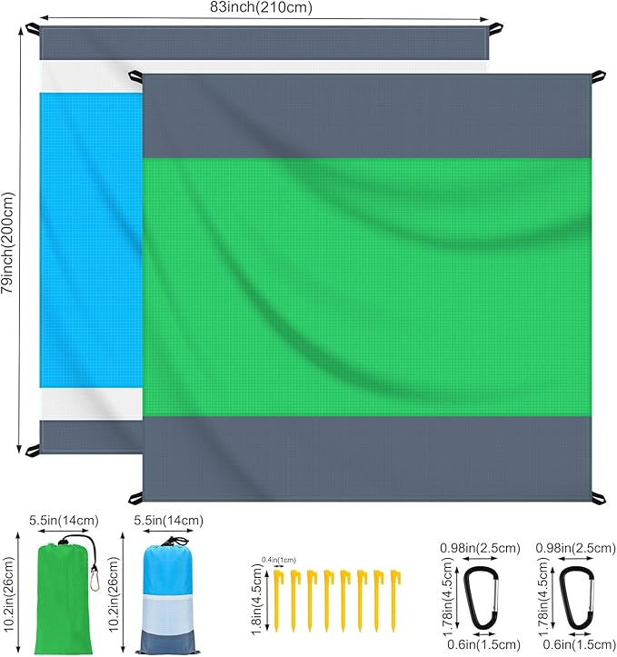 Beach Blanket Water Resistant Sandproof 2 Pack 83x79in Outdoor Blanket Lightweight Windproof Thin Soft Beach Mat for Travel Camping Picnic Beach