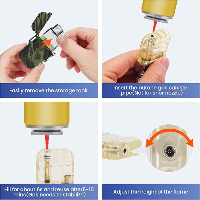 Lighter Butane Lighter Outdoor igniterLighter butane lighter outdoor lighter mini lighter windproof lighter flame lighter refillable lighter for Candle Camping Family Use (without Butane)£¨Green£©