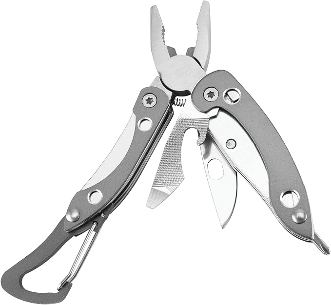 Performance Tool W9377 7-in-1 Foldable Multi-Tool with Pliers, Knife, and Screwdrivers, Easy Access Clip, 4.5-Inch Open Length, 3.3-Inch Closed Length