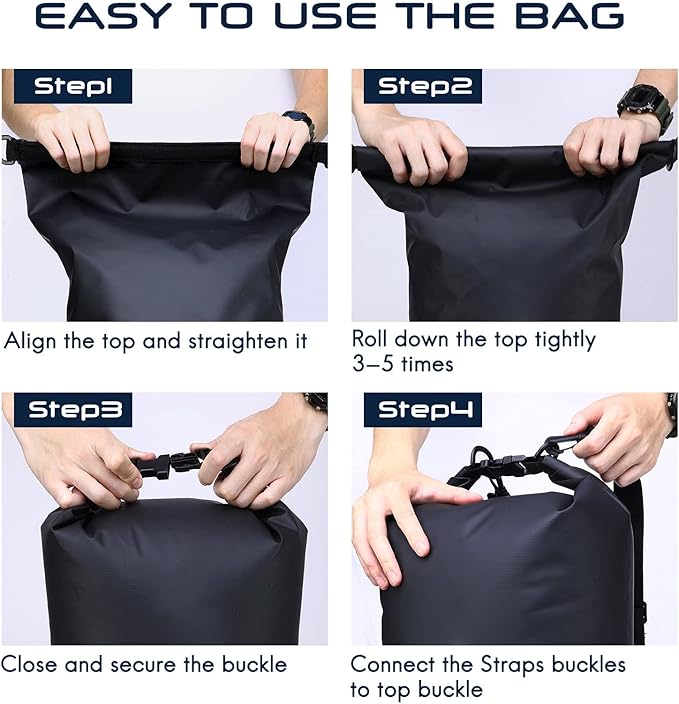 Haimont Waterproof Dry Bag Floating Dry Sack Roll Top Drybag Backpack for Kayaking, Rafting, Boating, Fishing with IPX8 Waterproof Phone Case, Black, 40L