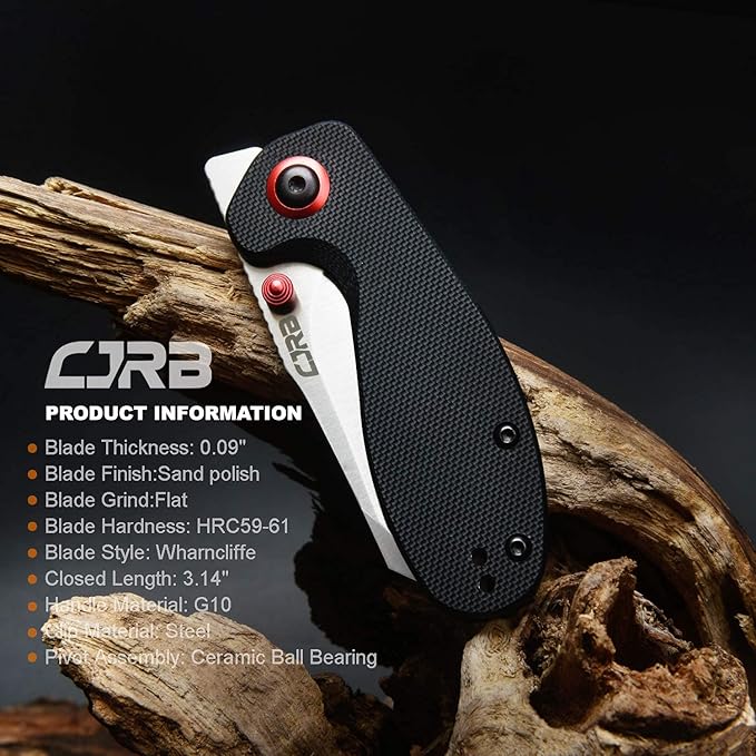 CJRB Maileah Pocket Knife with 2.39’’ AR-RPM9 Powder Steel Blade Folding Knife with G10 Handle Tactical Knife & EDC Knife Pocket Knife for Men Ideal for Outdoor Survival Camping Hunting, 1918 Black