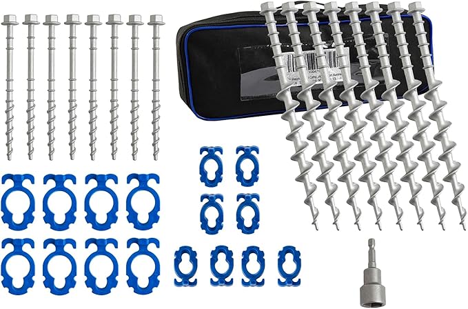 Homeon Wheels Camping Ground Anchors Aluminum Screw Heavy Duty Metal Non-Rust Cast Tent Anchors for Securing Animals, Tent, Canopies, Sheds, Swing Sets, Car Ports, Trampoline 11.81in+7.87in