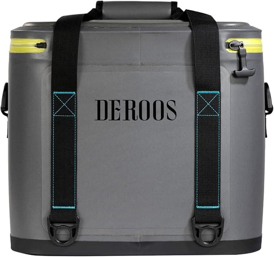 DEROOS Soft Cooler Bag Lightweight Leak Proof Portable Cooler, 35Cans Insulated Waterproof Backpack Deep Freeze 72-Hour Cooler Bag for Hiking Camping Picnic Fishing Beer for Men Women, Grey