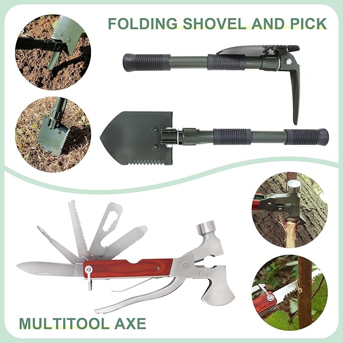 Survival Kit Camping Essentials Outdoor Multi-Tool Unique equipmentSurvival Kit,Stocking Stuffers Camping Accessories Survival Multi-Tool Gifts for Men Women