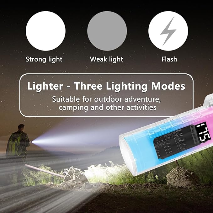 YOZWOO Rechargeable Lighter USB Lighter Double Arc Electric Lighter Plasma Lighter Waterproof Transparent Cool Lighter with Compass for Outdoor Adventure, Survival Tactical Gear(Pink Blue)
