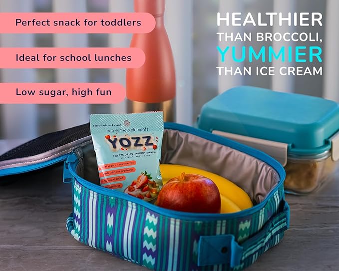 Yozz Freeze Dried Yogurt with Real Strawberry Bites - 10 Small Packs - Healthy Snacks with Probiotics, No Sugar Added For Adults, Babies, and Toddlers - Tastes Wow!