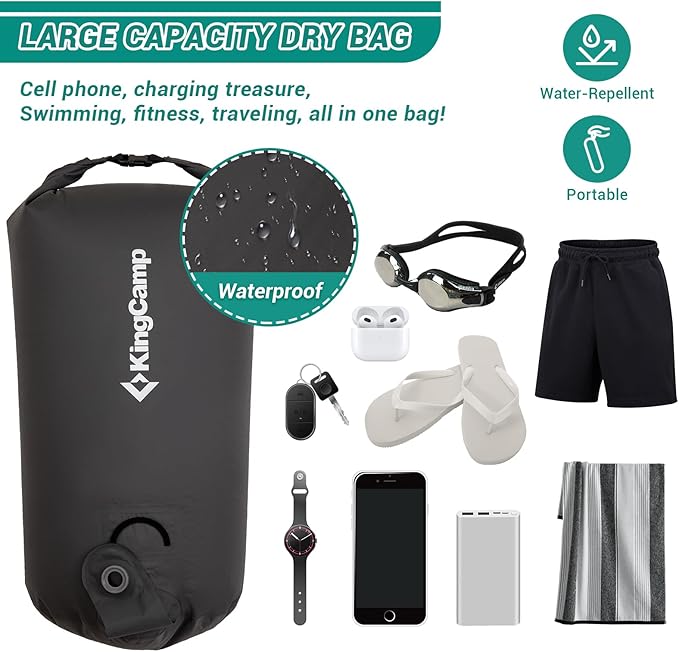 KingCamp Air Pump Sack, Roll Top Compression Pump Bag for Inflation Sleeping Mats, Ultralight Pump Sack for Camping Foam Sleeping Pad Mattress, Multi-Use Waterproof Outdoor Dry Bag Storage Bag