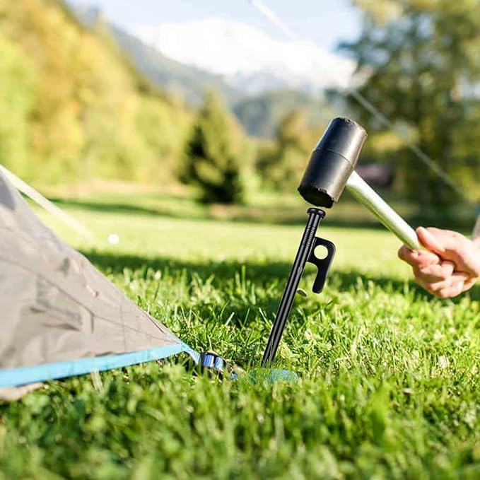 12 Pcs 16 Inch Tent Stakes Heavy Duty Metal Tent Pegs,Camping Steel Tent Stakes for Unbreakable and Inflexible Camping Backyard Rocky Ground