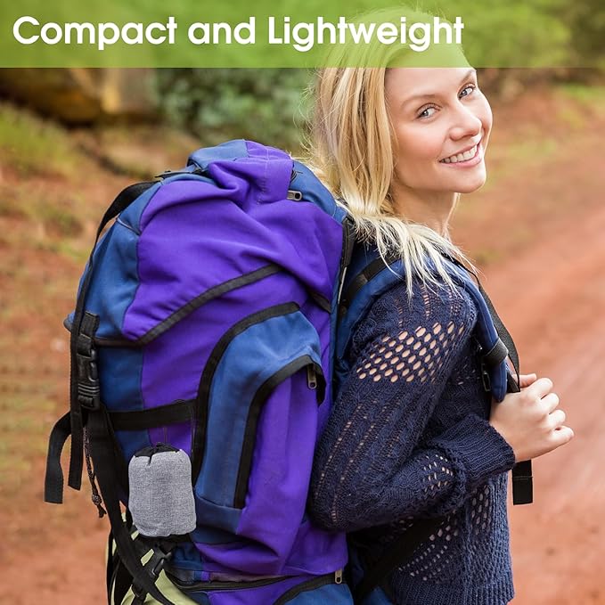 Inflatable Camping Pillow with Removable Cover - Ultralight Compact Camp Pillows for Sleeping, Backpacking, Hiking, Beach, Outdoor - Portable Blow Up Air Travel Pillow for Neck & Lumbar Support -Green