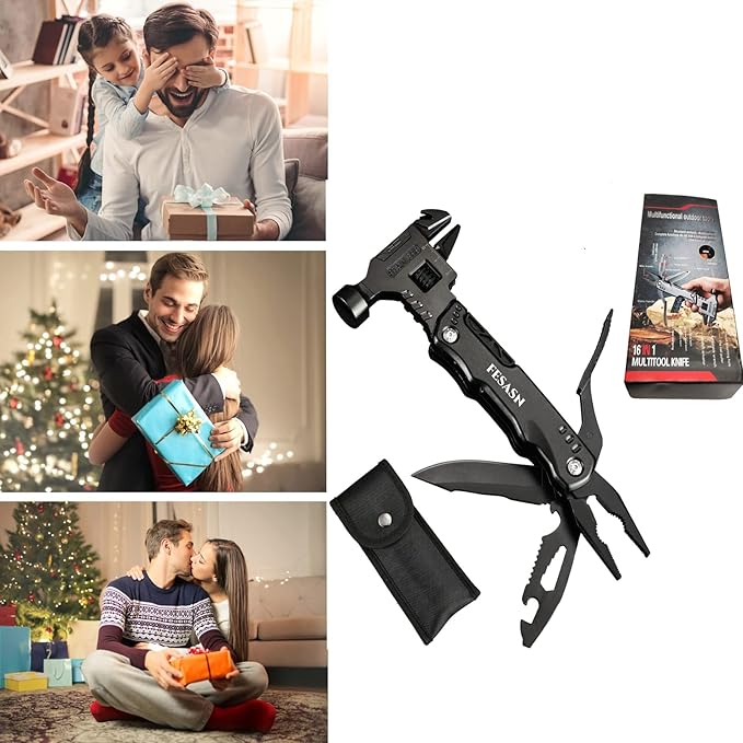 Multi Tool Hammer - Multitool Hammer for Survival,16 in 1 Adjustable Wrench Multitools Pliers Survival Camping Gear Gadgets Hiking Outdoor,Home DIY Use