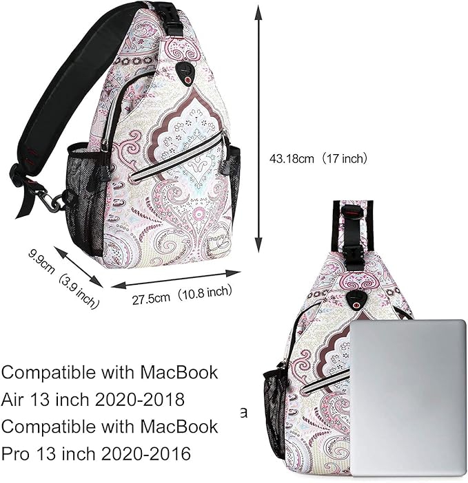 MOSISO 13 inch Sling Backpack, Multipurpose Hiking Daypack Outdoor Rope Crossbody Chest One Shoulder Bag, National Style