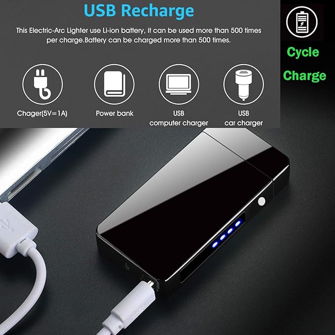 Arc Lighter, Smart Electric Lighter, USB Rechargeable Lighter Windproof Flameless Lighter Lightweight Plasma Lighter for Fire,BBQs,Fireworks,Candle,Camping - Outdoors Indoors (New-Blue)