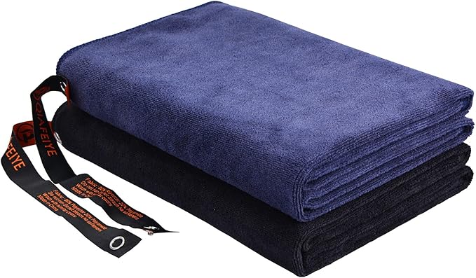 Gym Towels for Men Women Microfiber 20inch X 40inch Cycling Workout Sweat Towel Set Quick Dry Exercise Sports Travel Towel Fast Drying 2-Pack, Navy + Black