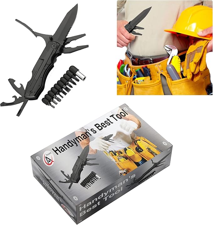 Ascent Handyman's DIY Gift Tool 10 in 1 Multitool Gift Boxed, Handy Knife Pliers Wire Cutter For Camping Fishing Hiking Hunting - Gift Idea for Family, Father, Men, Boyfriend, Women