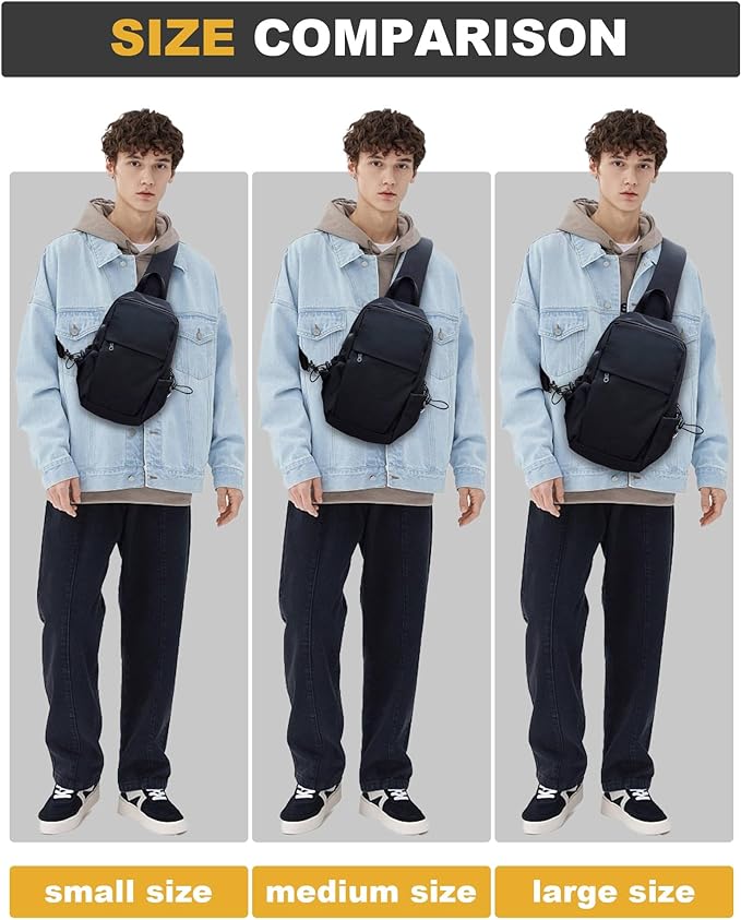 Medium Black Black Sling Bag for Men and Women - Sport Crossbody Backpack for Pickleball, Tennis, Racketball