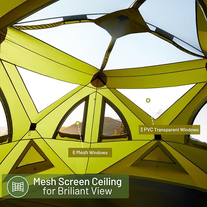 TIMBER RIDGE 4/6/8 Person Instant Pop Up Cabin Tent, Easy 60 Second Setup, Weather Resistant Camping Family Hub Tent with Rain Fly and Carry Bag for Camping Hiking Outdoor Travel