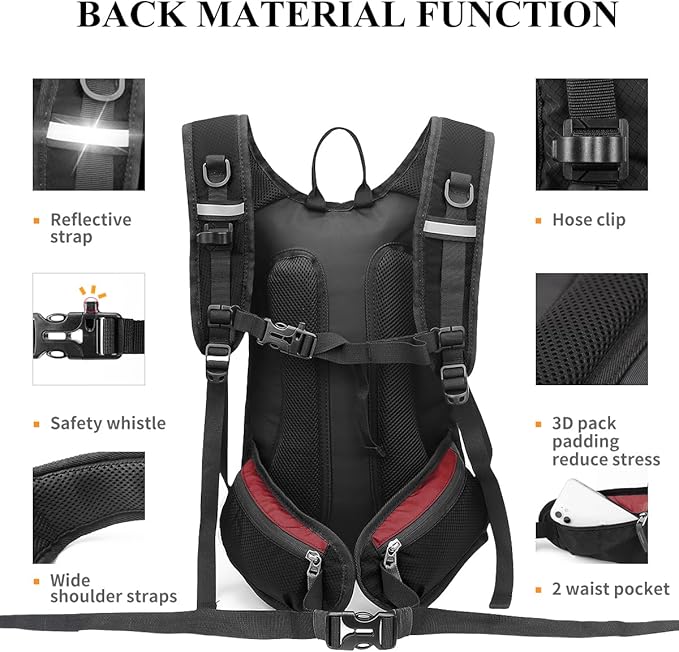 NONSAR Hydration Backpack, Hiking Backpack with 3L Water Bladder, Lightweight Insulation Hydration Pack, Water Backpack for Hiking, Cycling, Running, Festival, Camping for Men Women