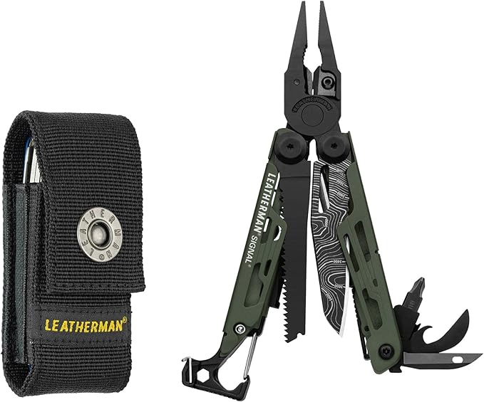 LEATHERMAN, Signal, 19-in-1 Multi-tool for Outdoors, Camping, Hiking, Fishing, Survival, Durable & Lightweight EDC, Made in the USA, Topographical Print