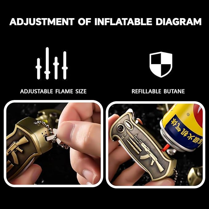 Cool Metal Design Jet Torch Lighter Refillable Butane Novelty Lighter for Gift Fireplace Candle Camping BBQ (Without Gas) (11)