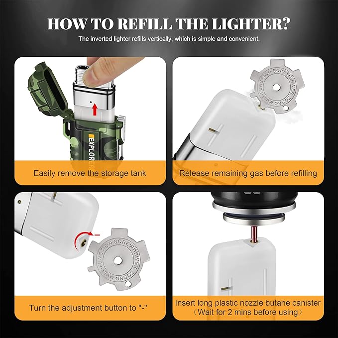 Torch Lighter, Double Jet Flame, Waterproof, Windproof, Refillable Butane Gas Lighters for Survival, Camping, Hiking, Grill