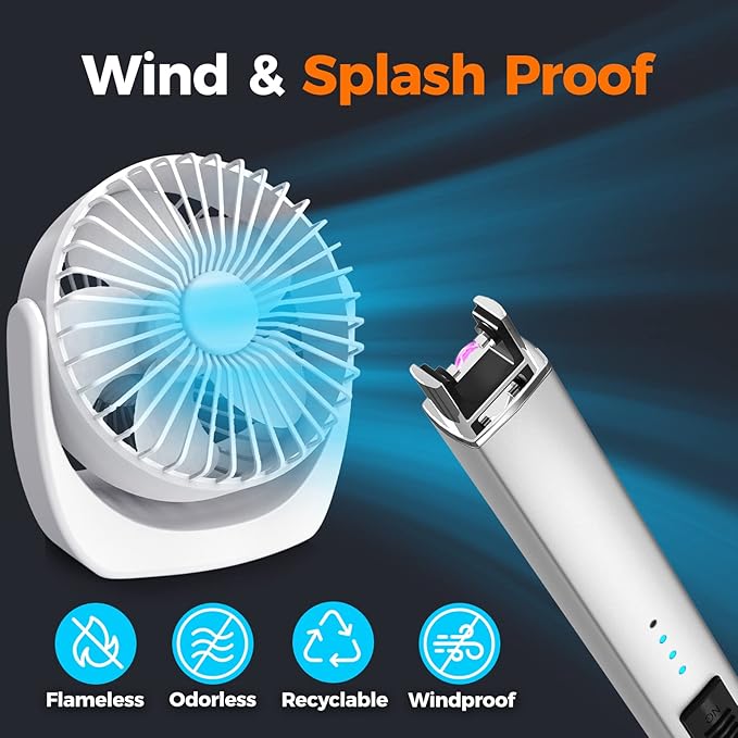 Lighter Candle Lighter, Electric Lighter USB Rechargeable Lighters Have Triple Safety and LED Battery Display, Windproof Flameless Plasma Arc Lighter for Candle Camping Kitchen Grill (Silver)