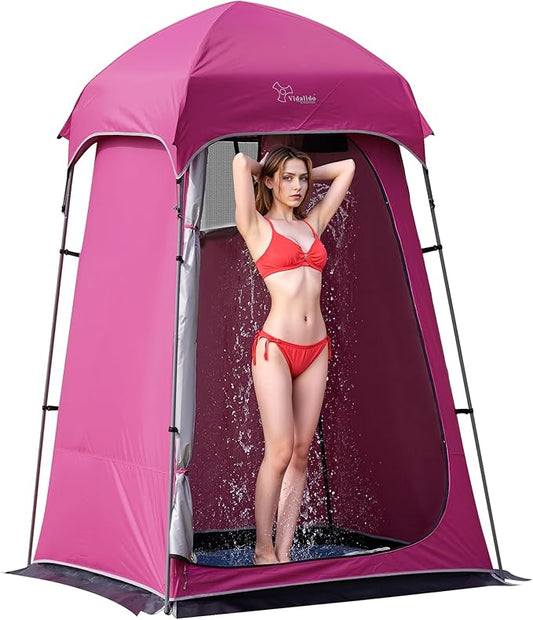 Vidalido Outdoor Camping Shower Tent Easy Setup Privacy Tent Changing Room Portable Camp Shower Tents for Camping with Floor, Waterproof Privacy Shelters Camping Toilet Tent
