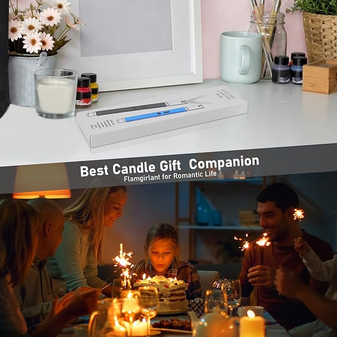 Lighter Electric Candle Lighter Upgraded Rechargeable Candle Lighter with LED Flashlight Windproof Flameless and Hanging Hook LED Battery Display Arc Candle Lighter for Candle Grill Camping