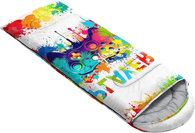 AILONEN Boys Sports Camping Sleeping Bags,Lightweight & Waterproof,3 Season Warm & Cool Weather,Black Player Basketball Sleeping Bags for Kids Adults,Travelling,Outdoors