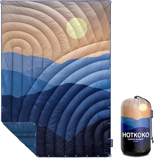 Camping Blanket,Lightweight Down Alternative Puffy Printed Camping Blanket Packable Outdoor Blanket for Camping,Traveling, Stadium, Hiking, Picnics