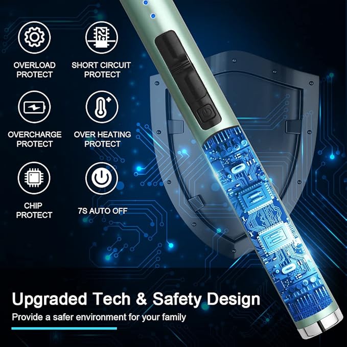 ARECTECH Lighter Rechargeable Lighter Electric Lighter Candle Lighter Arc Plasma Lighters for Candle Kitchen Camping Type-C Green