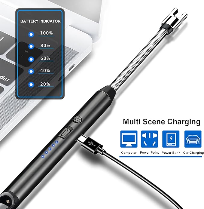 Electric Candle Lighter, Upgraded Lighter Rechargeable USB Lighter with LED Indicator, Flexible Long Neck Lighters for Candles, Camping, BBQs, Gas Stoves