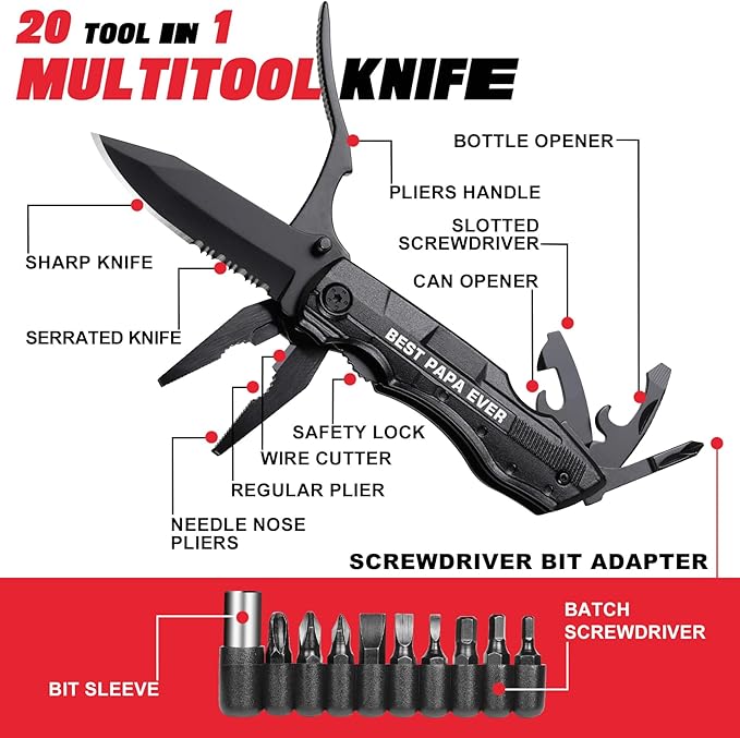 Gifts for Papa,BEST PAPA EVER Multitool Knife,Papa Birthday Gifts,Best Papa Gifts,Papa Gifts from Grandchildren,Gifts Ideas for Papa,Papa Fathers Day Gift,Gifts for Papa Who Wants Nothing