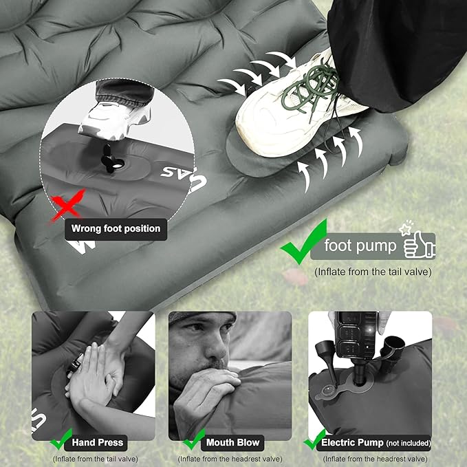 Oversized Camping Sleeping Pad,4.2" Thick Ultralight Camping Sleeping Mats for Adults,Camping Mattress with Pillow & Built-in Pump for Tent,Backpacking,Travel