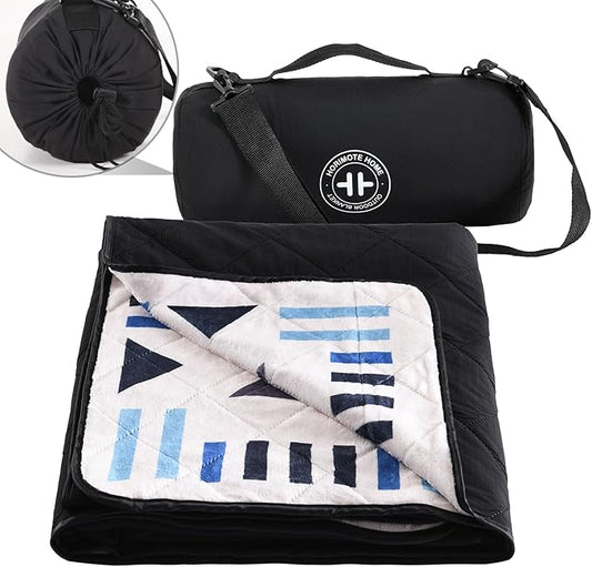 HORIMOTE HOME Outdoor Waterproof Camping Blanket, Extra Thick Flannel Fleece Warm for Cold Weather, Windproof Aztec Blankets Foldable for Stadium Picnic Dog Pet Car (Aztec)