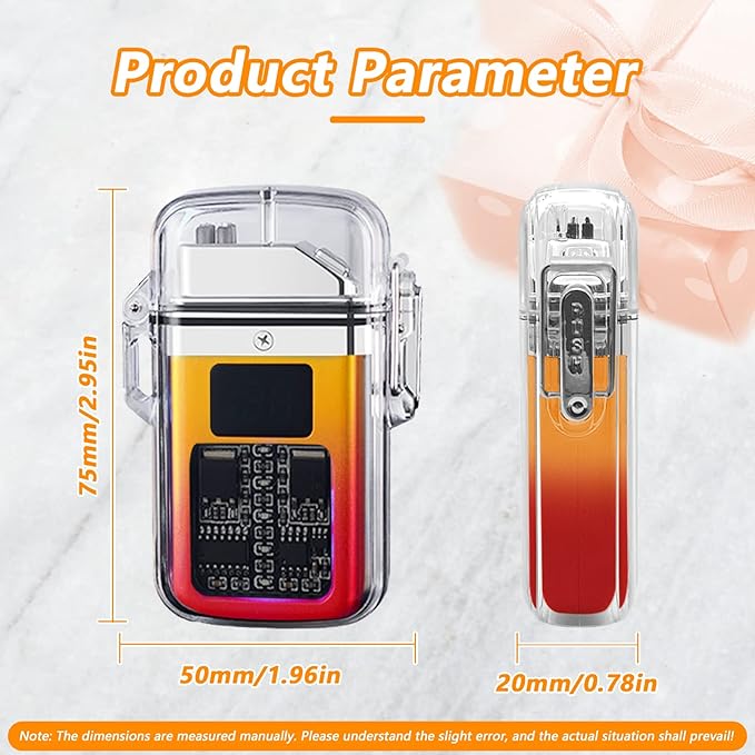 BABOBIU Electric Lighter Plasma Lighter Flameless Windproof Lighter Waterproof Camping Lighter with Type-C Fast Charging for Hiking, Outing, Adventure (red Yellow)