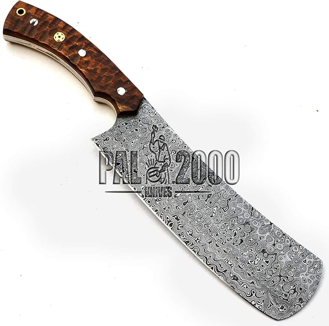 PAL 2000 KNIVES CL-9665 Custom Handmade Damascus Steel Cleaver Chopper Edc Knife with Sheath
