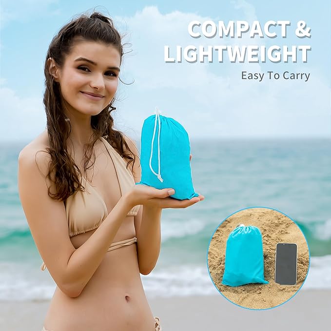 Beach Blanket, 83''*79''(210 * 200cm) Waterproof Sandproof Picnic Blankets for 3-5 Adults, Oversized Lightweight Beach Mat, Big & Compact Picnic Mat for Travel, Camping, Hiking, Beach