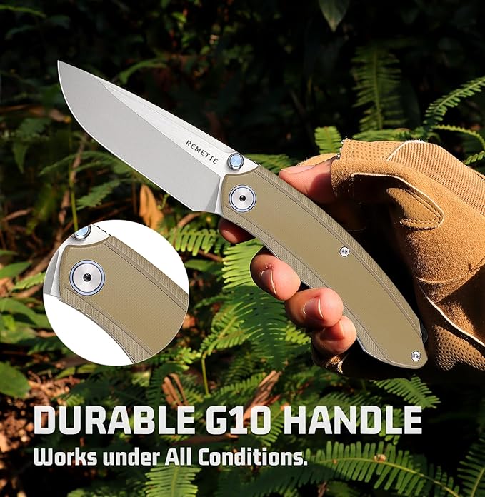 Wild Species Tactical Folding Knife,14C28N Blade 3.55" G10 Handle,Front Flipper EDC Knives with Thumb Studs Opener,Outdoor Camping Hiking Knife