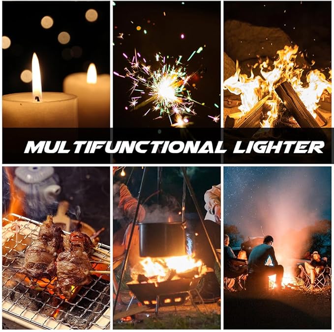 LcFun Torch Lighters Butane Refillable Lighter 2 Pack Dual Flame Lighter Windproof Torch Lighter Gas Lighter Gift for Men, Women (Without Fuel, No Fuel Window)