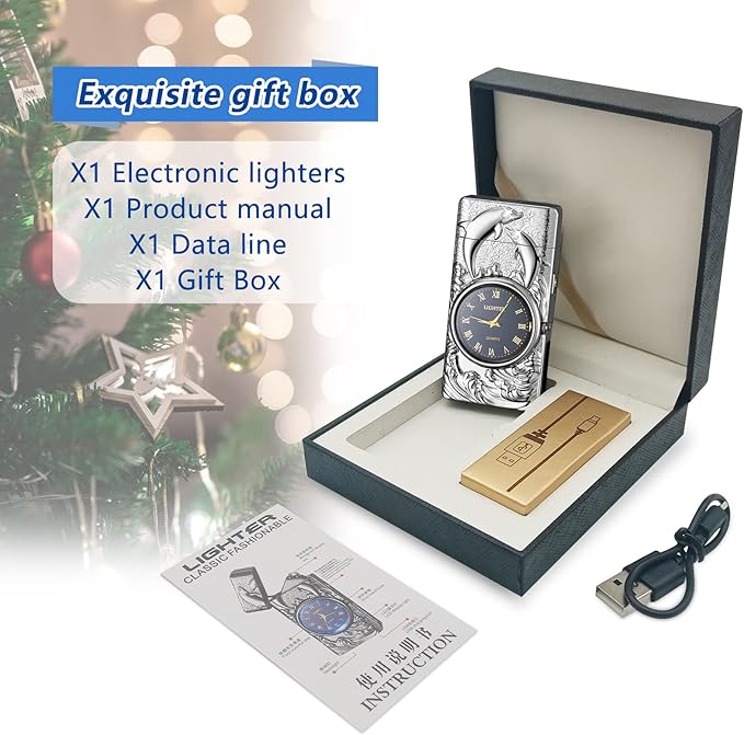 Gifts for Him Electric Lighters USB Type C Rechargeable Electronic Lighter Windproof Plasma Lighter with Safety Switch,Gifts for Men (Silver)