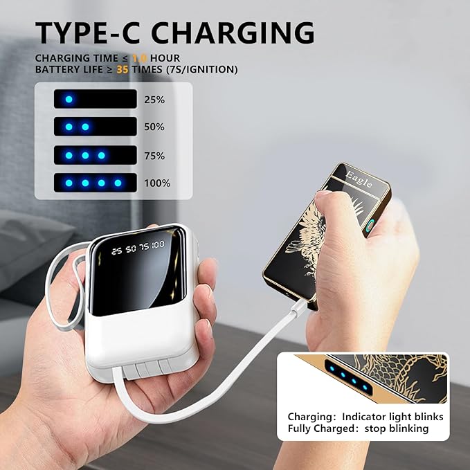 Arc Lighter Electric Lighters Rechargeable USB Lighter Windproof Flameless Plasma Lighter Candle Lighters, Cool lighters for Candle, Incense Stick(Eagle)