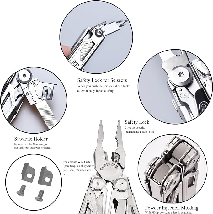 SQT2045 20-in-1 Multitool, Gifts for Men, Foldable & Self-Locking, Professional Multitool for DIY, Outdoor Camping, and Home Repairs...