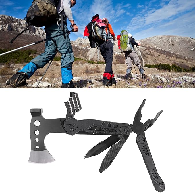Foldable Multifunctional Axe Portable Axe Hammer Pocket Size Multitool Stainless Steel Tool for Outdoor Camping