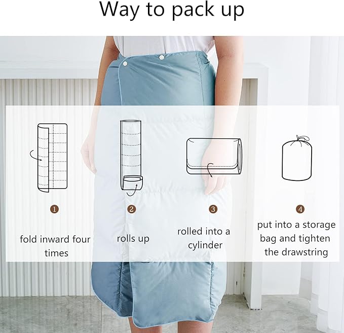 Mini Down Camping Blanket,Puffy Down Blanket Packable Lightweight Down Throw Quilt Water-Resistant Outdoor Travel Blanket for Camping,Hiking,Stadium,Picnic,Car 35x59''Blue